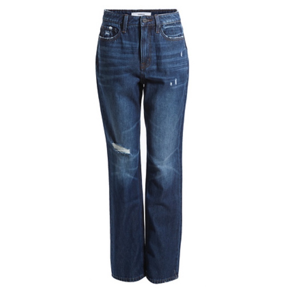CEROS high-rise straight leg raw hem ripped distressed dark wash Jeans Size 30